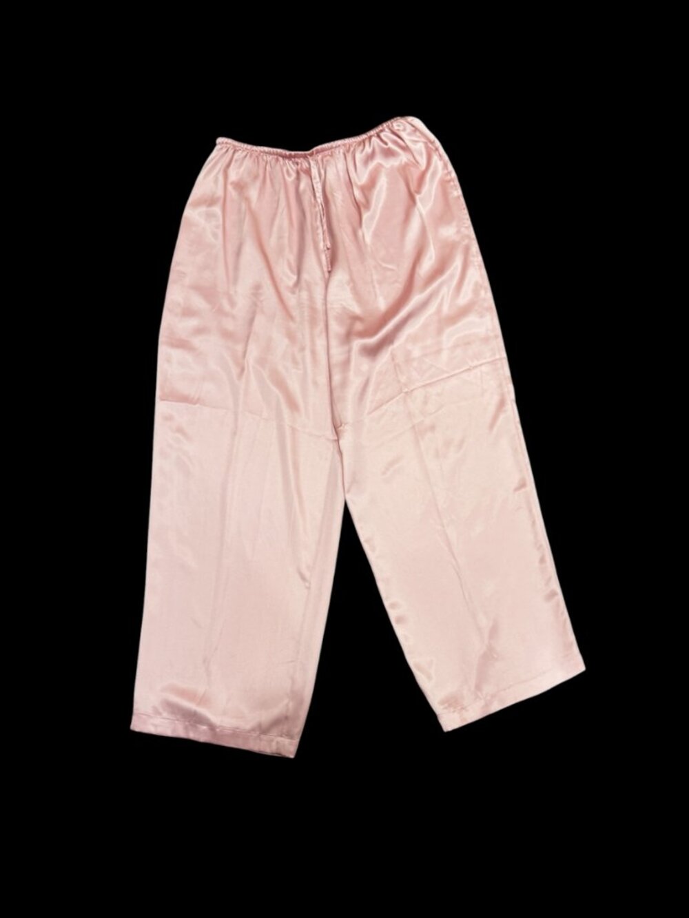 Victoria’s Secret Pink Satin Pajama Set Size Large Button Up Crop Pants - Picture 6 of 7